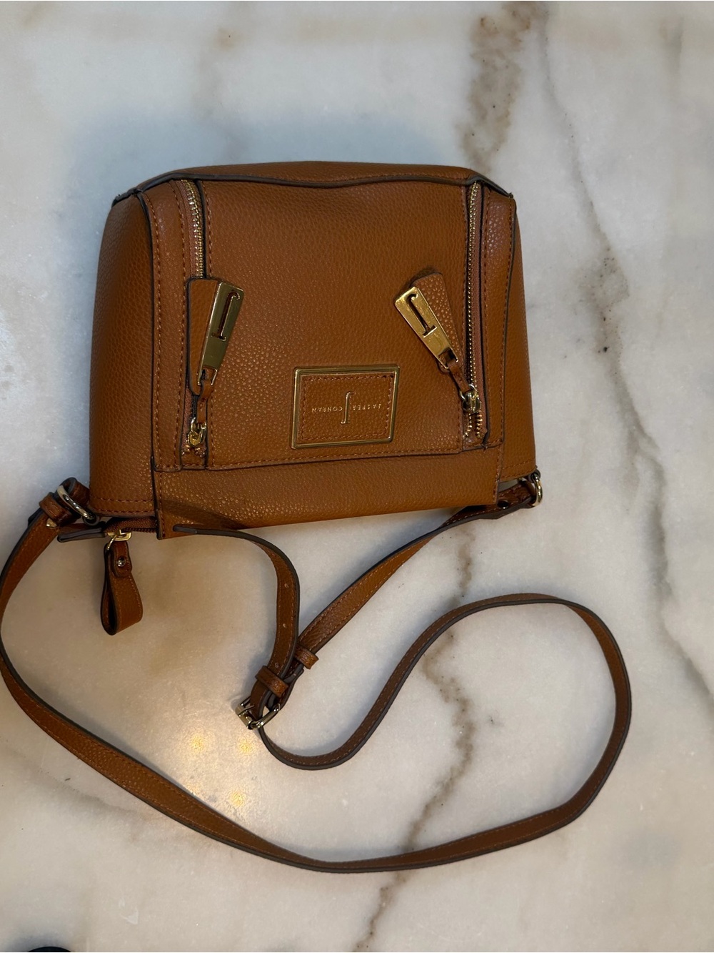 Kenneth Cole Cognac Leather Crossbody with Gold Hardware - Picture 8 of 8